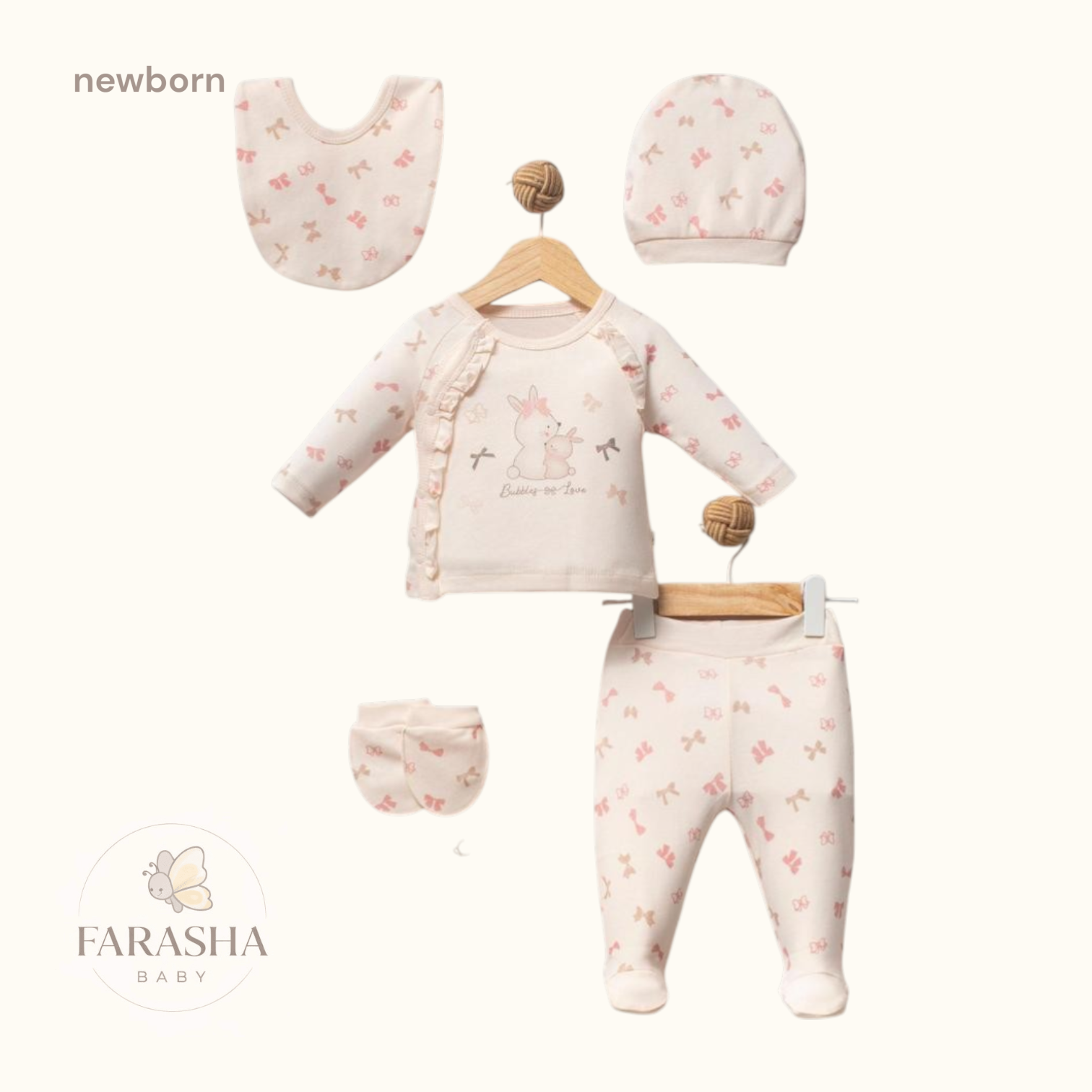 Printed Newborn Baby Set – 5 Pieces - Image 6