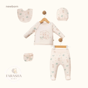 Printed Newborn Baby Set – 5 Pieces